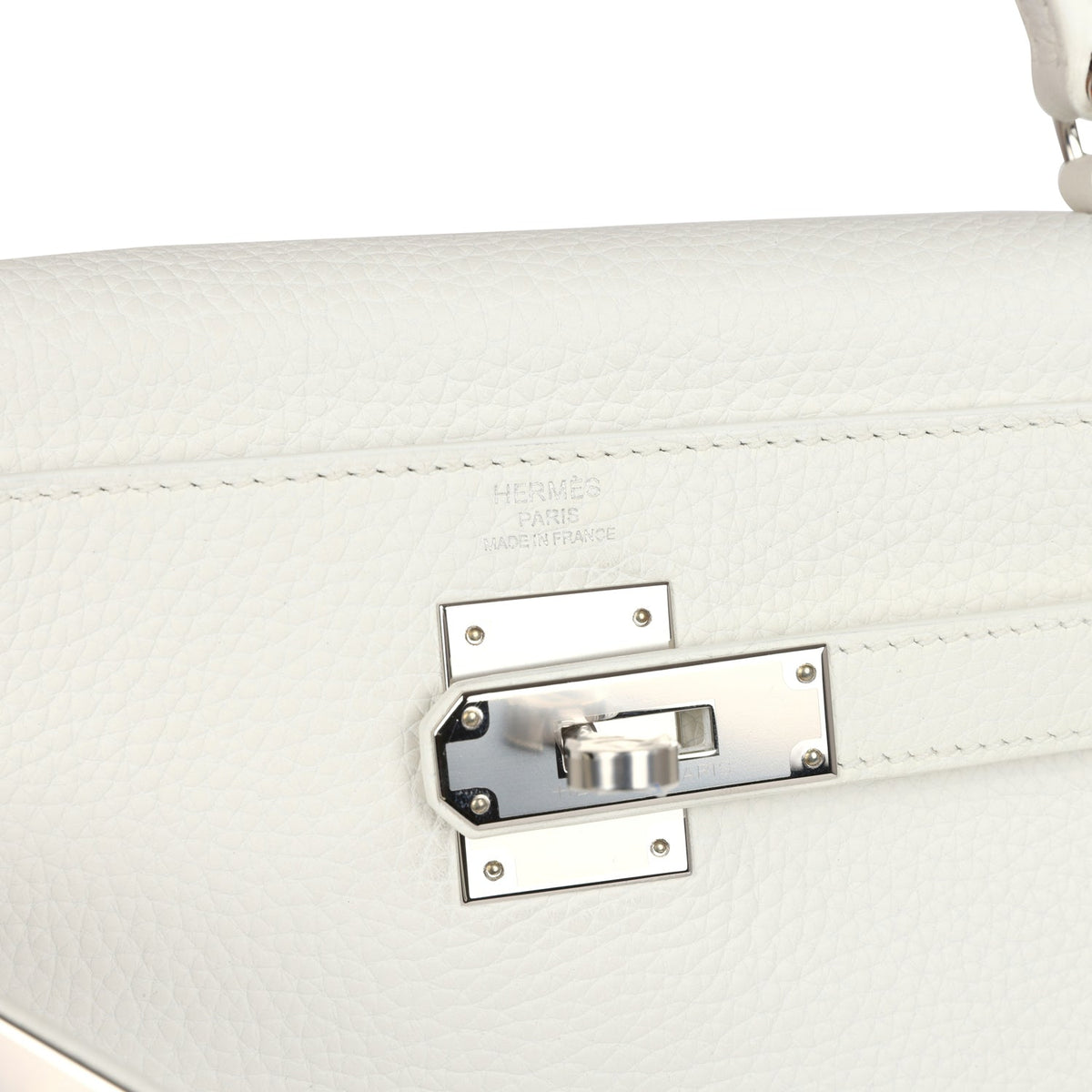 Hermès Kelly Retourne 28 White Clemence Palladium Hardware