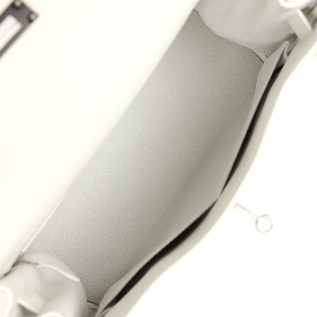 Hermès Kelly Retourne 28 White Clemence Palladium Hardware