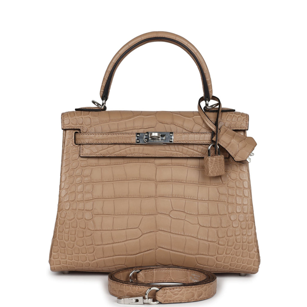 Hermès Kelly Retourne 25 Chai Matte Faux Leather Palladium Hardware
