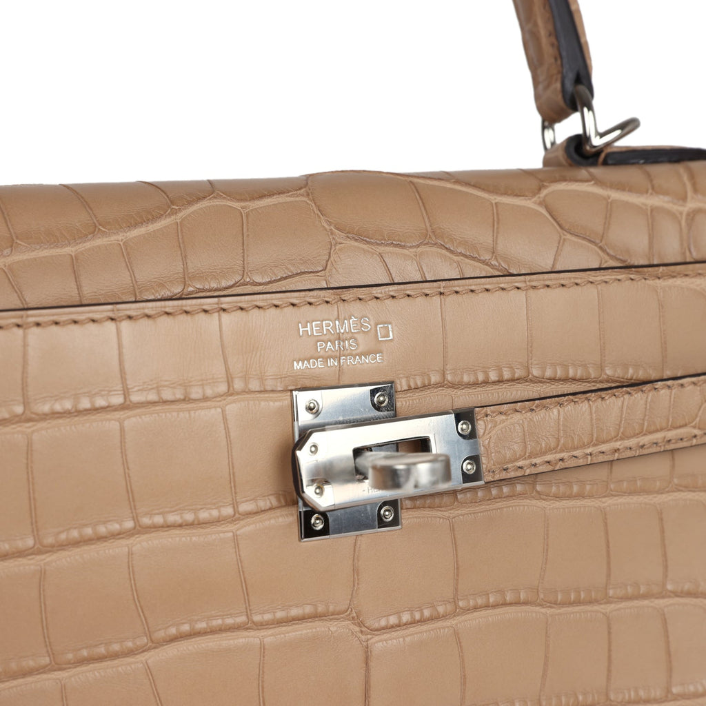 Hermès Kelly Retourne 25 Chai Matte Faux Leather Palladium Hardware