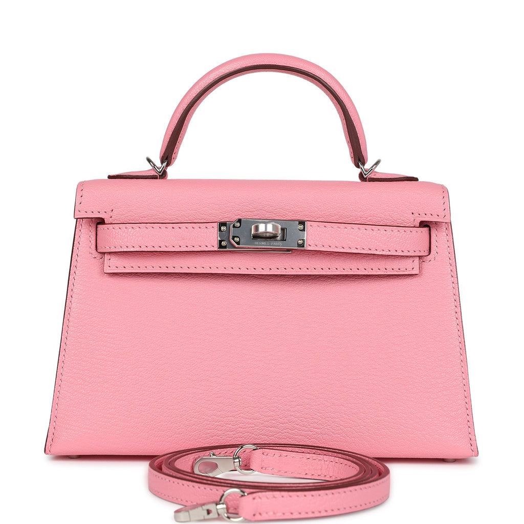 Hermès Kelly Sellier 20 Rose Confetti Verso Chèvre Palladium Hardware
