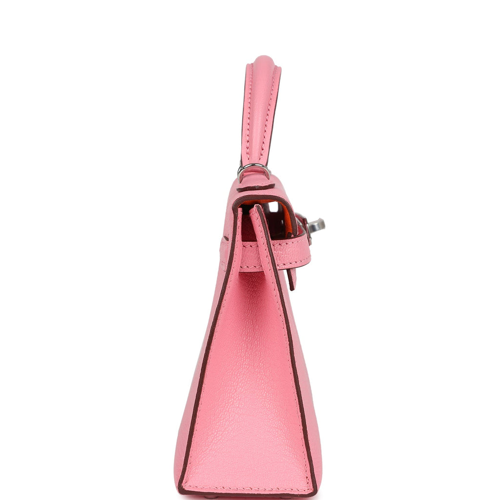 Hermès Kelly Sellier 20 Rose Confetti Verso Chèvre Palladium Hardware