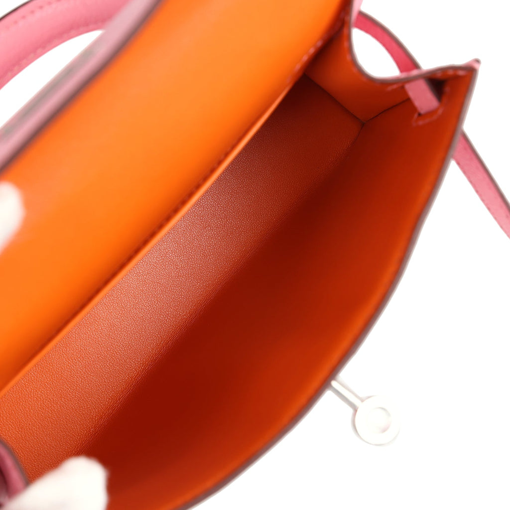 Hermès Kelly Sellier 20 Rose Confetti Verso Chèvre Palladium Hardware