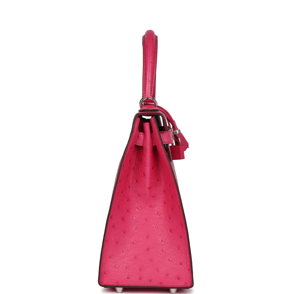 Hermès Kelly Sellier 28 Rose Tyrien Ostrich Palladium Hardware