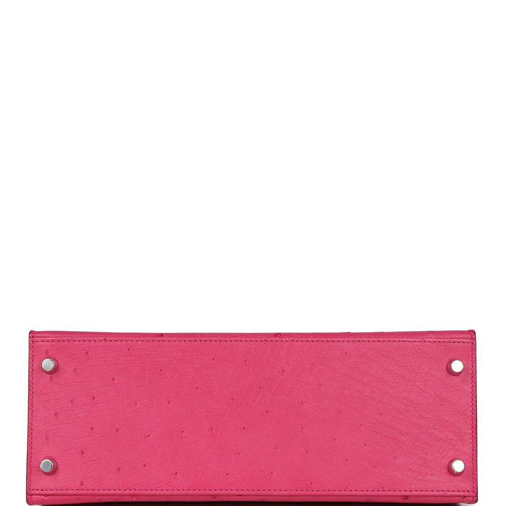 Hermès Kelly Sellier 28 Rose Tyrien Ostrich Palladium Hardware