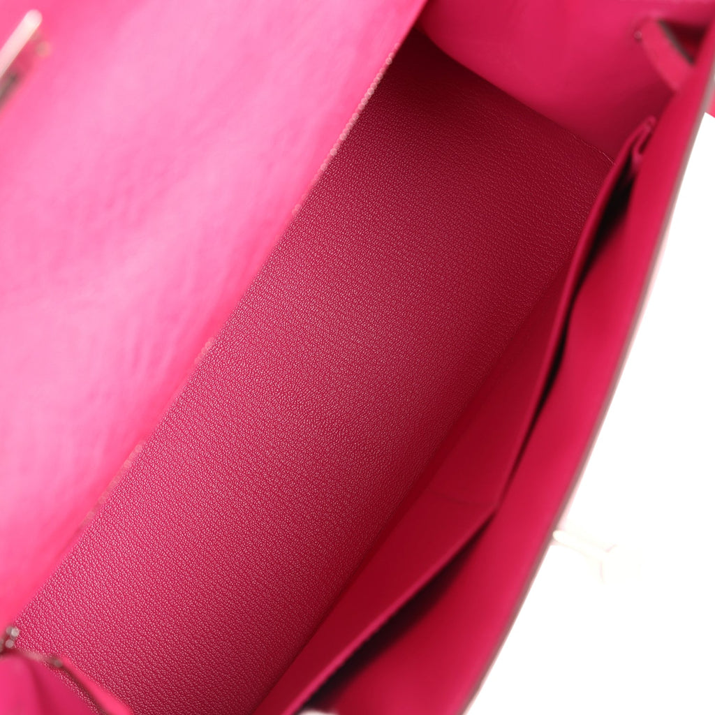 Hermès Kelly Sellier 28 Rose Tyrien Ostrich Palladium Hardware