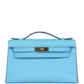 Hermès Kelly Pochette Celeste Swift Gold Hardware
